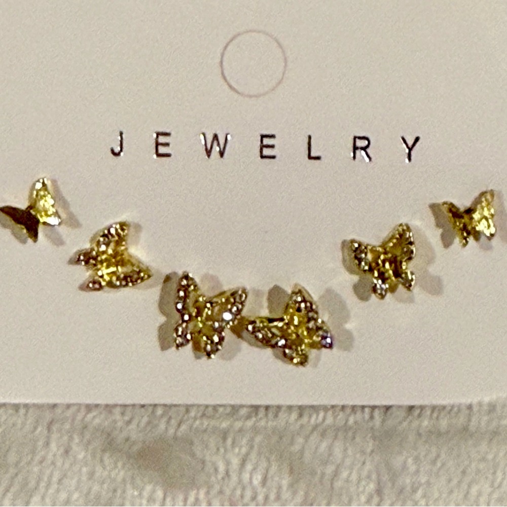 Gold Dainty Butterfly & Jewels Earrings Set! Mix & Match! New with tags!